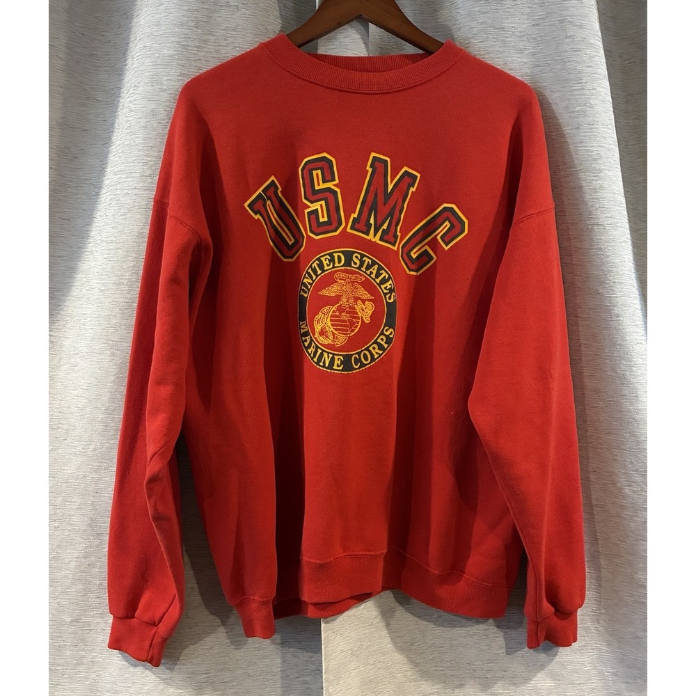 Vintage USMC Marine Corps Sweatshirt Red Military Soffe Sweats USA Made 90's XL